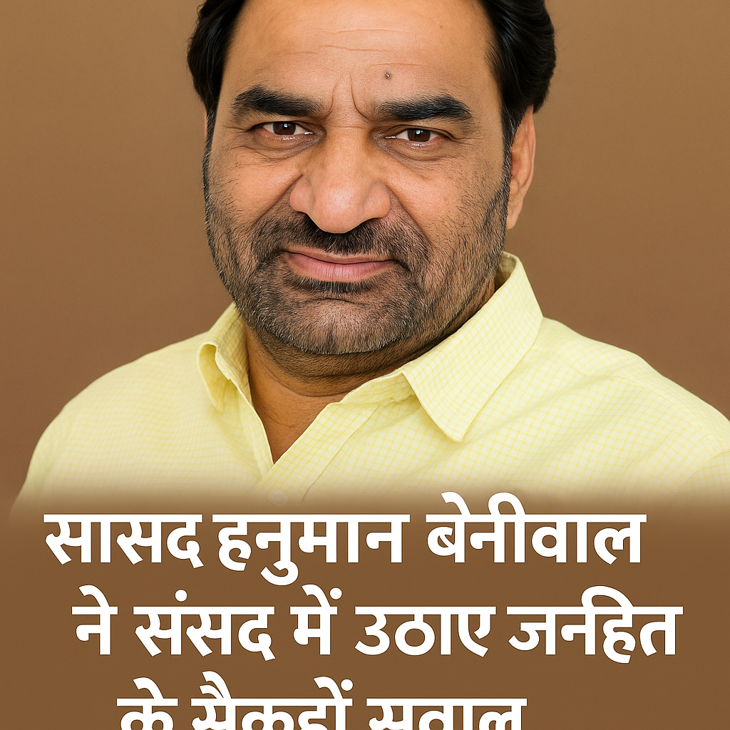 Hanuman Beniwal in Lok Sabha: सांसद हनुमान बेनीवाल ने संसद में उठाए सैकड़ों जनहित प्रश्न – पूरी रिपोर्ट